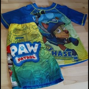 🌼4T Paw Patrol swim trunk and Swim shirt